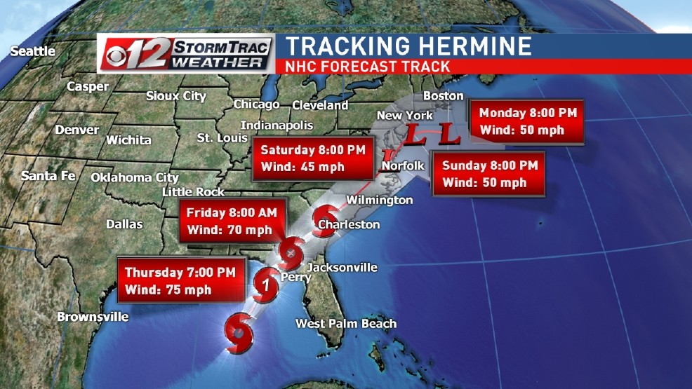 Projeção para o furacão Hermine