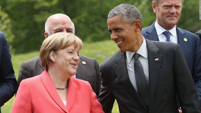 A chanceler alemão Angela Merkel e o presidente Barack Obama