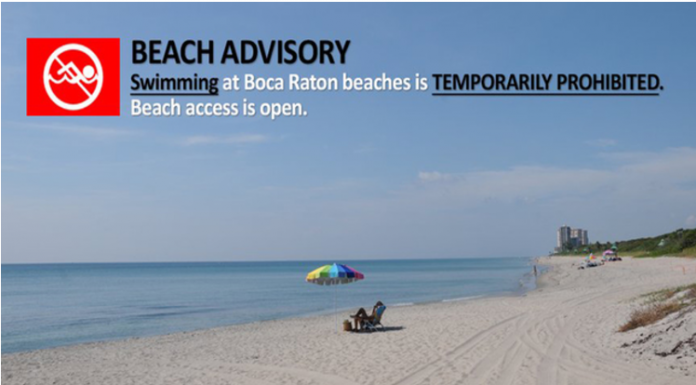 Departamento de Saúde de Palm Beach proibiu o banho nessas praias