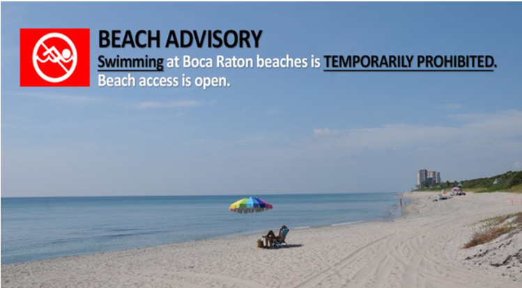 Departamento de Saúde de Palm Beach proibiu o banho nessas praias