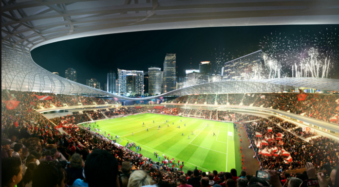 Maquete do novo estádio da MLS, localizado em Miami e capitaneado por David Beckham, ex-craque do futebol mundial
