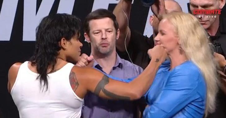 Amanda “Leoa” Nunes e Valentina Shevchenko na pesagem