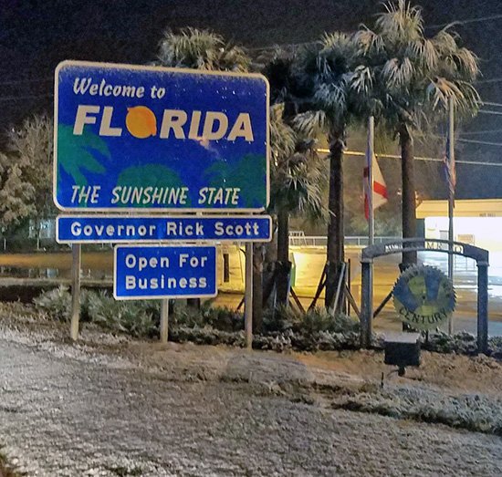 Neve na Flórida é fenômeno muito raro