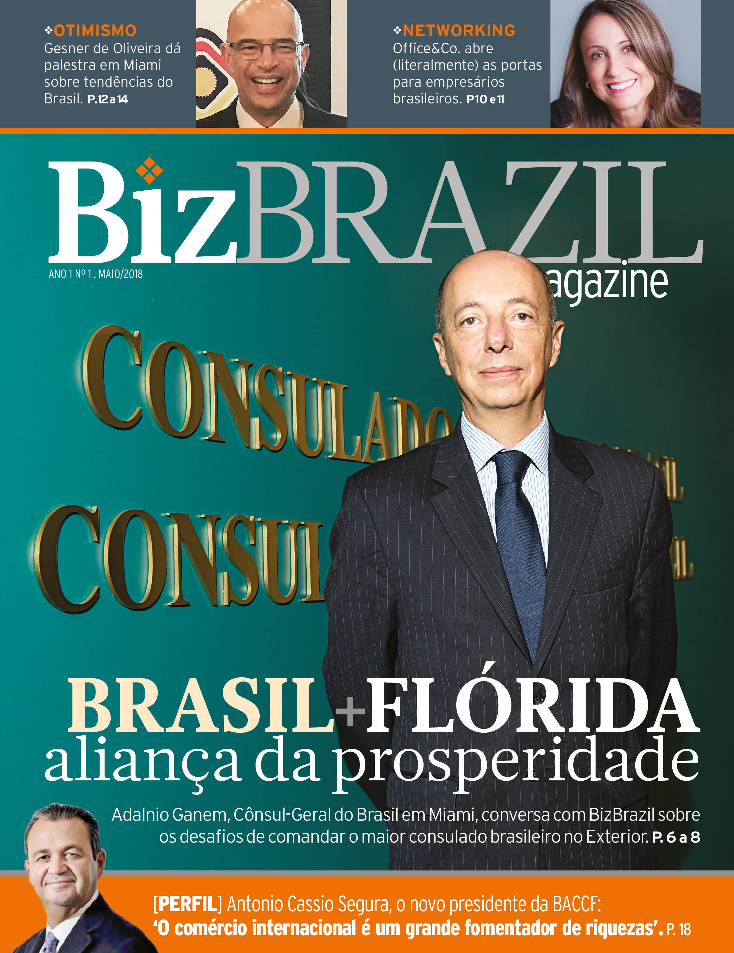 Capa da edição de lançamento da BizBrazil Magazine