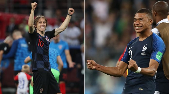 Modric (Croácia) x Mbappe (França) na final da Copa do Mundo