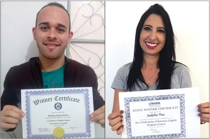 Matheus e Jackeline com certificado