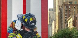Mural do artista brasileiro Eduardo Kobra em Nova York homenageia bombeiros que trabalharam nos ataques terroristas de 11 de Setembro (Foto Reprodução Instagram kobrastreetart)