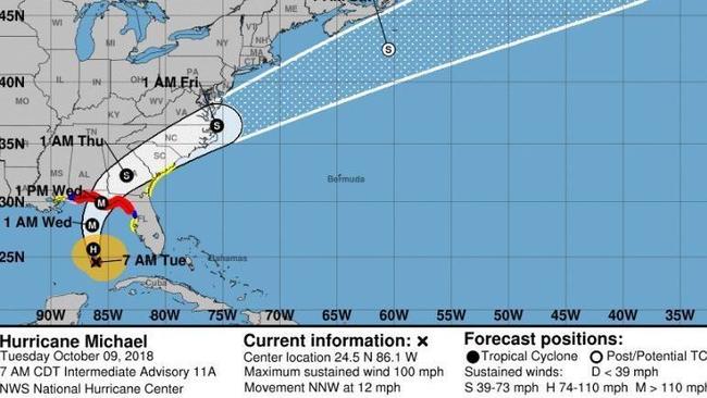 Furacão Michal avança para o noroeste da FL