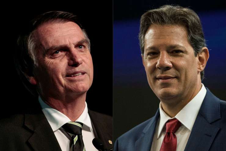 Os candidatos à Presidência Jair Bolsonaro (PSL) e Fernando Haddad (PT) (Foto: AFP)