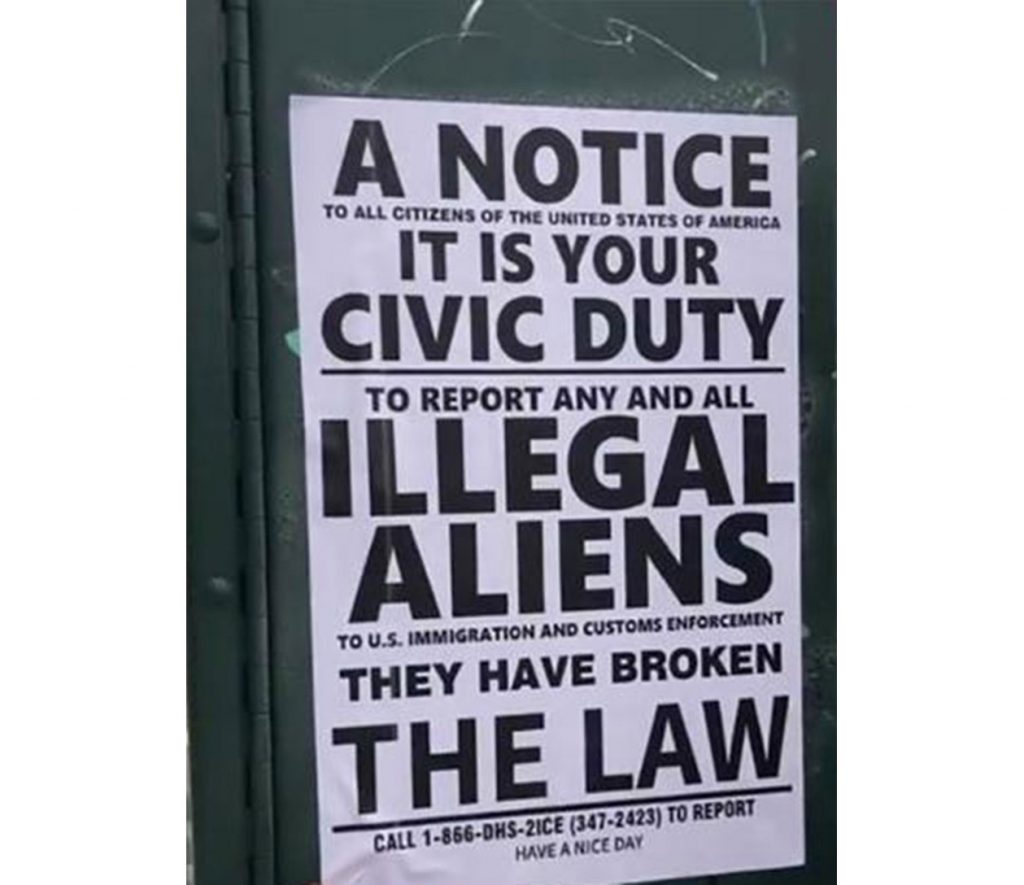 Panfleto incentivava cidadãos a denunciarem imigrantes