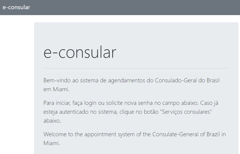 Sistema e-consular é usado para agendamento de serviços