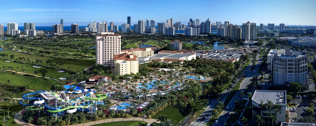 Vista aérea do parque aquático de Aventura que será inaugurado no verão deste ano