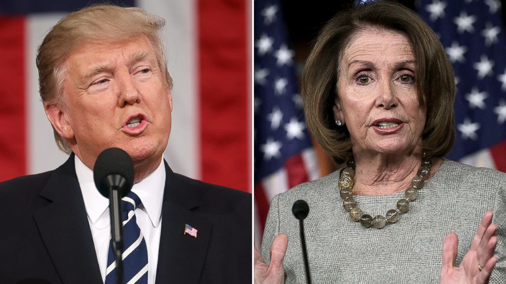 Presidente Donald Trump e a presidente da Câmara dos Representantes Nancy Pelosi discordam da questão da construção do muro