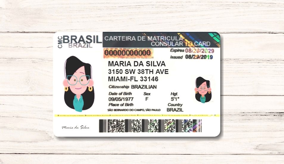 Modelo da Carteira de Matrícula Consular (Foto: Consulado do Brasil em Miami)