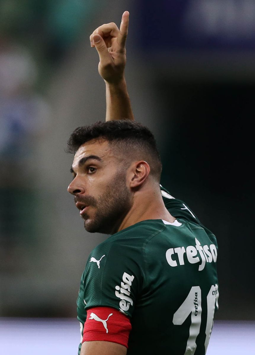 Bruno Henrique, capitão do Palmeiras, abriu o caminho da vitória palmeirense. (Foto: Cesar Grecco/Ag. Palmeiras)