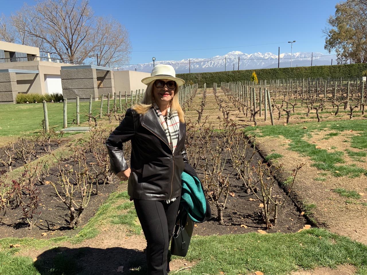 Marta Ramos na vinícola de Mendoza