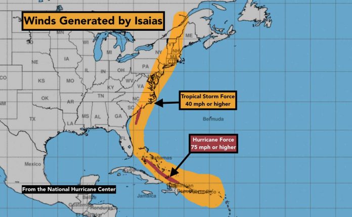 Monitoramento furacão Isaías ( National Hurricane Center)