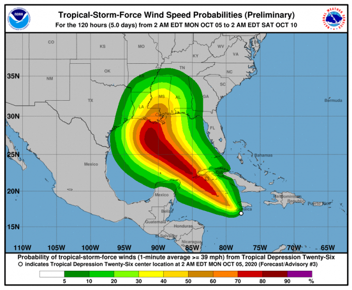 Tela de monitoramento da tempestade pelo National Hurricane Center (imagem: NHC)