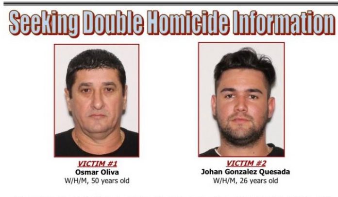 As vítimas foram identificadas como Osmar Oliva, 50 e Johan Gonzalez Quesada, 26 (foto: Miami-Dade Homicide Bureau) As vítimas foram identificadas como Osmar Oliva, 50 e Johan Gonzalez Quesada, 26 (foto: Miami-Dade Homicide Bureau)