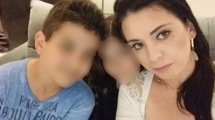 A mãe, Karoline Machado, e os filhos Samuel e Emanuelle (foto: arquivo pessoal)