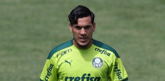O zagueiraço palmeirense Gustavo Gomez foi um dos responsáveis pela perda do título da Recopa Sul-Americana (Foto: Cesar Grecco/Palmeiras)