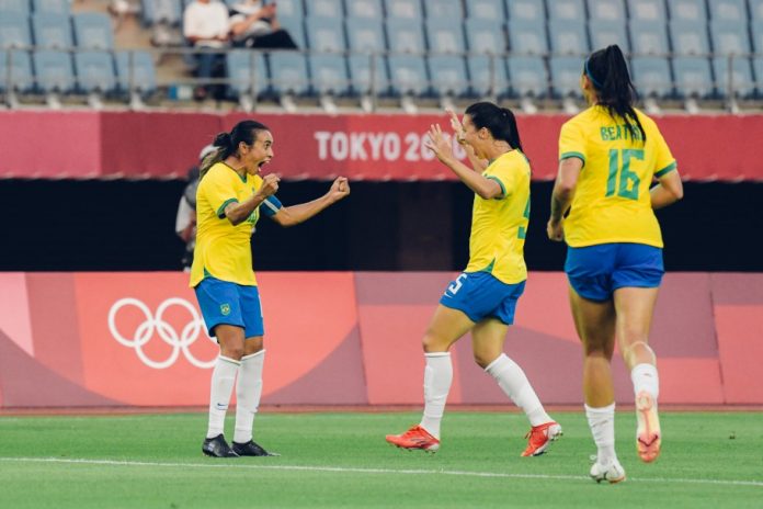Com dois gols de Marta, Brasil goleia China por 5 a 0 na abertura dos Jogos Olímpicos de Tóquio 2020 (Foto: Sam Robles/CBF) Com dois gols de Marta, Brasil goleia China por 5 a 0 na abertura dos Jogos Olímpicos de Tóquio 2020 (Foto: Sam Robles/CBF)