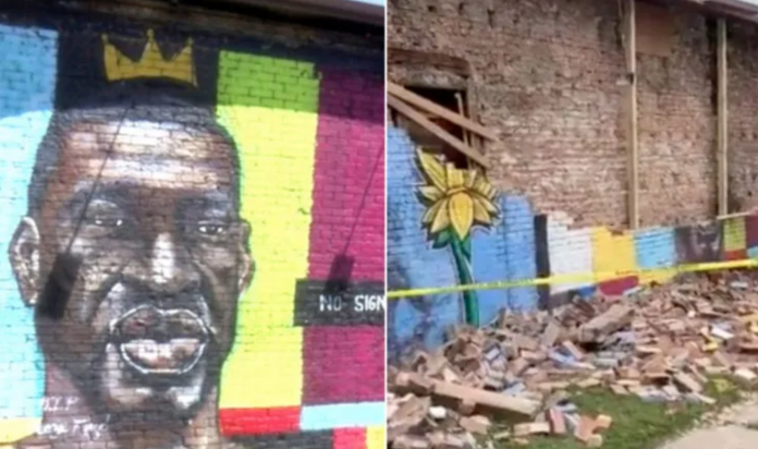 Mural em homenagem a George Floyd na cidade de Toledo, OH (foto: Twitter)