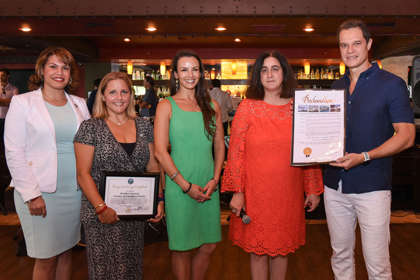 Digna Cabral (Councilwoman City of Doral), Claudia Mariaca (Councilwoman City of Doral), Yendi Valdes Alvarez (International Trade Consortium (ITC)), Maria Dreyfus-Ulvert (International Trade Consortium (ITC)) e Alexandre Piquet (Presidente 2021 da BACCF)