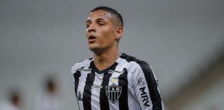 Guilherme Arana abriu o caminho para a goleada do Galo sobre o Fortaleza com um belo gol (Foto: mg.superesportes.com.br)