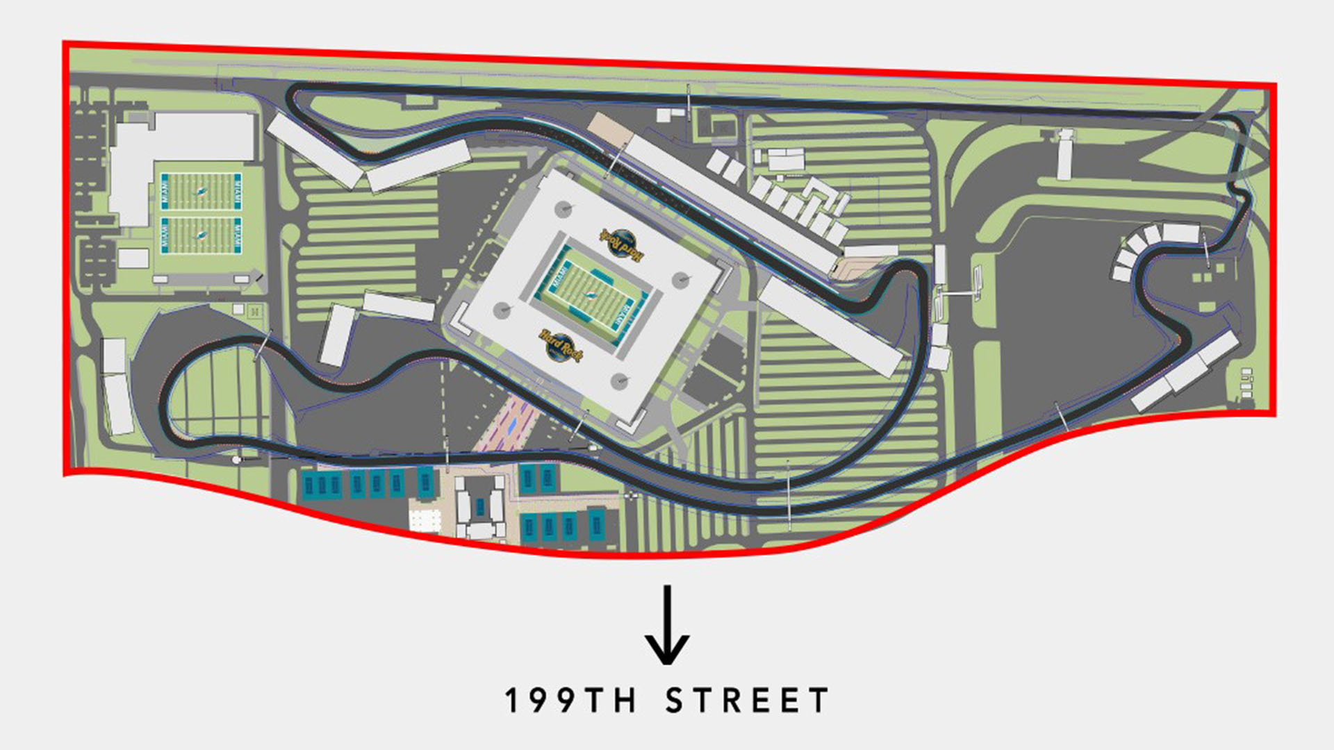 Maquete com a representação do circuito do Grande Prêmio de Miami da Fórmula 1