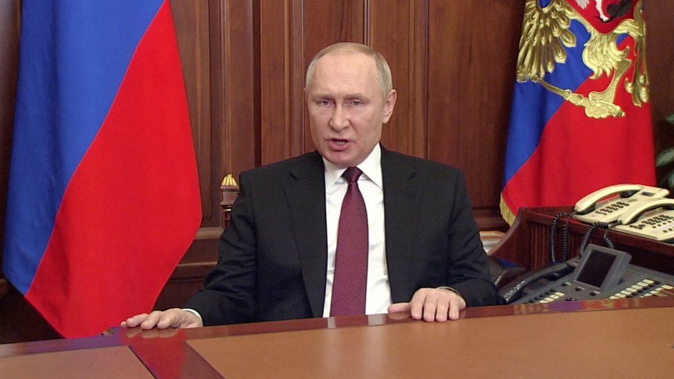 Vladimir Putin durante discurso televisionado pela TV estatal russa nesta quarta-feira (foto: Reprodução)