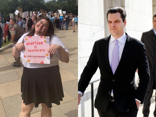 Matt Gaetz, à esquerda, e a ativista Olivia Julianna, à direita (foto:NBC)