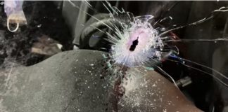 O tiro teria sido disparado pelo ocupante de uma Mercedes-Benz preta (foto: Florida Highway Patrol)