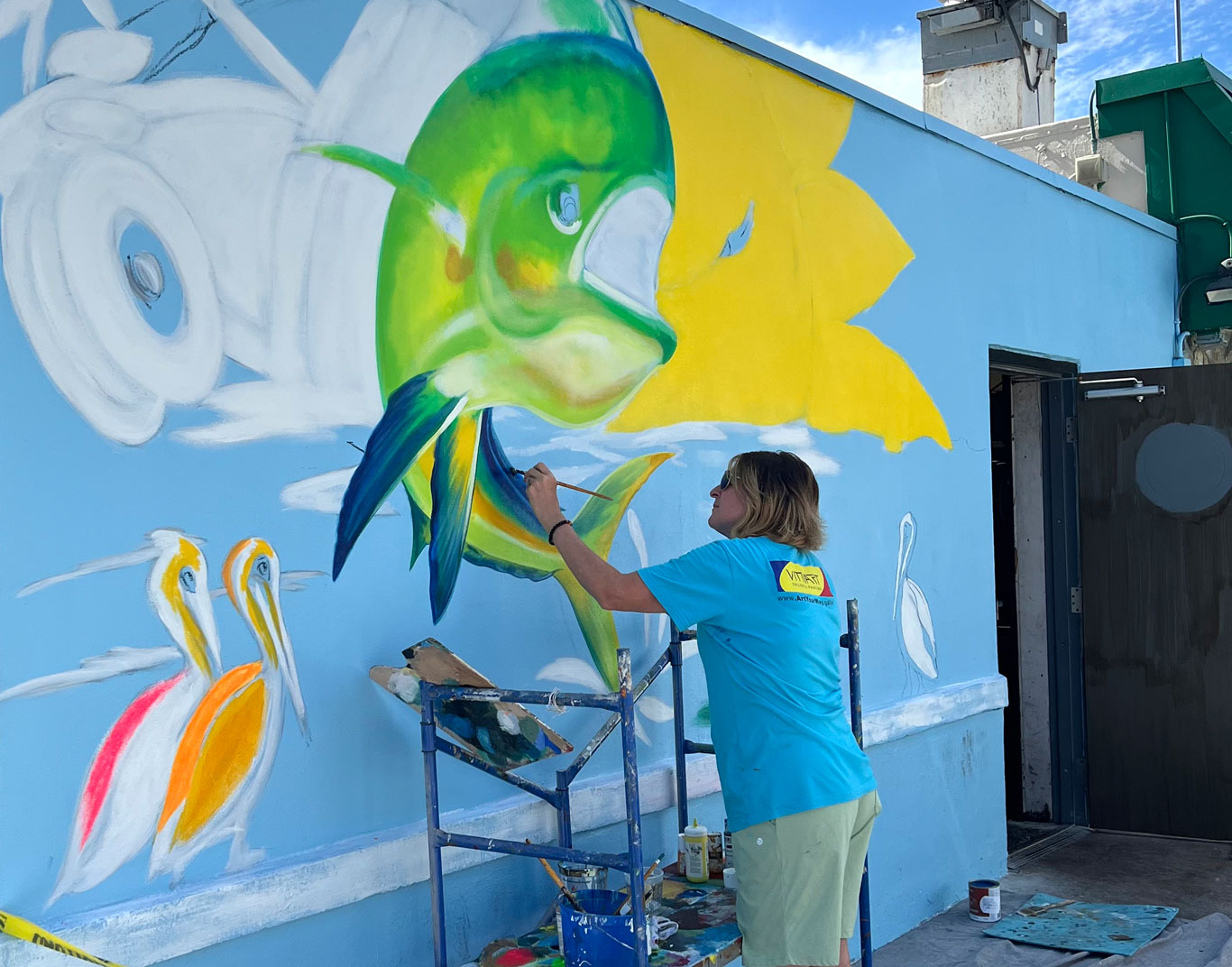 A VittiArt Design & Painting, onde Marie Corrêa trabalha, é responsável por diversos murais espalhados pelo sul da Flórida (Foto: Marie Corrêa)