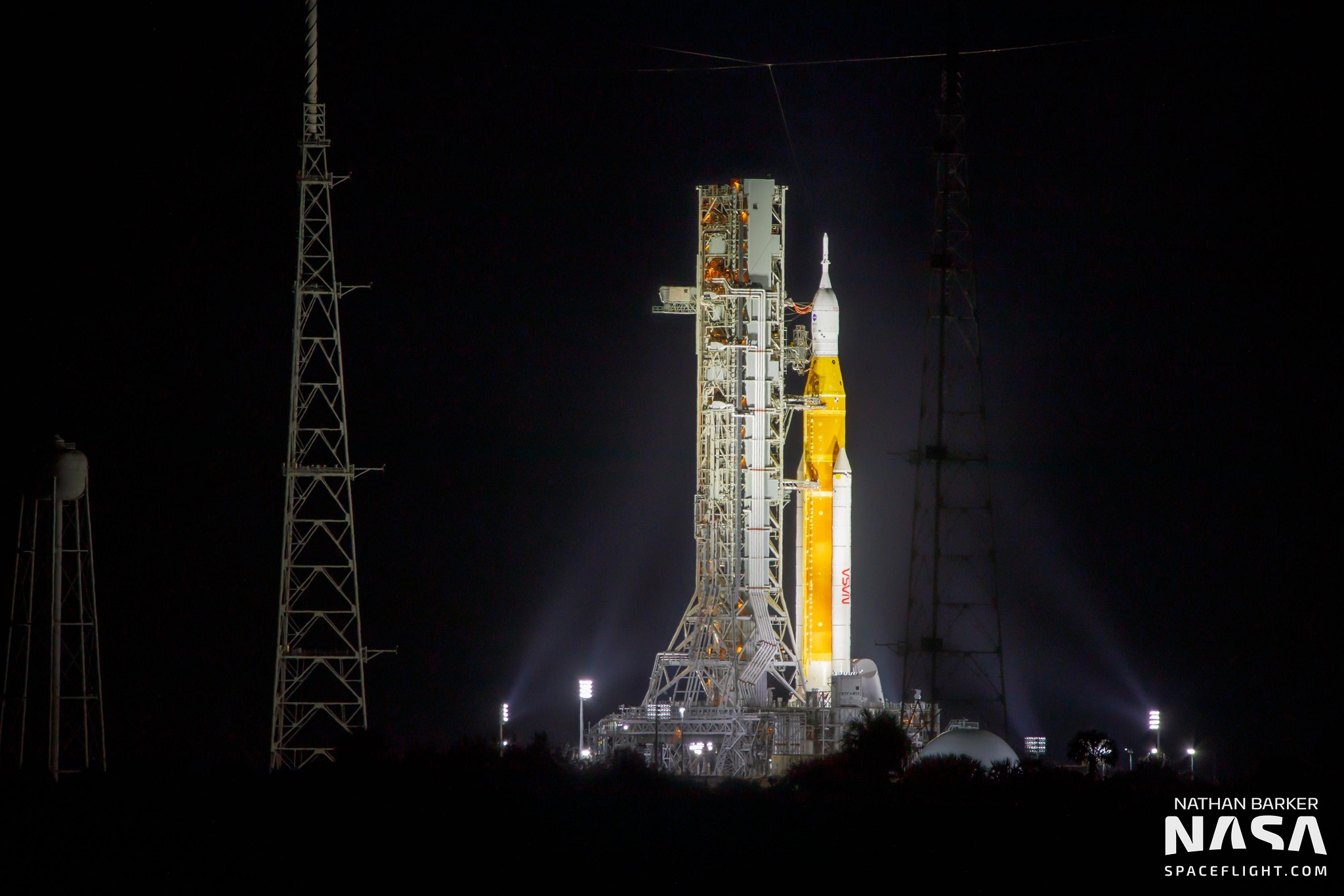 A NASA não conseguiu fazer a decolagem do foguete Artemis I na segunda-feira no Kennedy Space Center (Foto: nasa.gov)