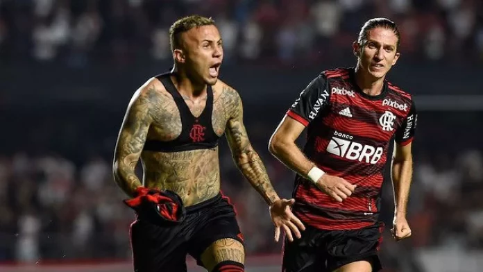 Cebolinha marcou seu primeiro gol com a camisa do Flamengo na vitória sobre o São Paulo (Foto: colunadofla.com)