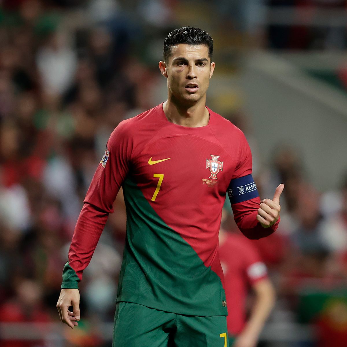 Cristiano Ronaldo se tornou o primeiro jogador profissional a amarcar gols em cinco edições consecutivas de Copa do Mundo (Foto: FIFA)