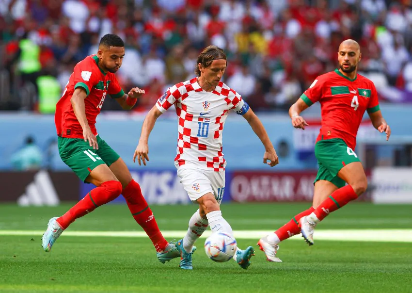 Nem mesmo a categoria do capitão Luka Modric foi suficiente para garantir a vitória da Croácia contra o Marrocos (Foto: FIFA)