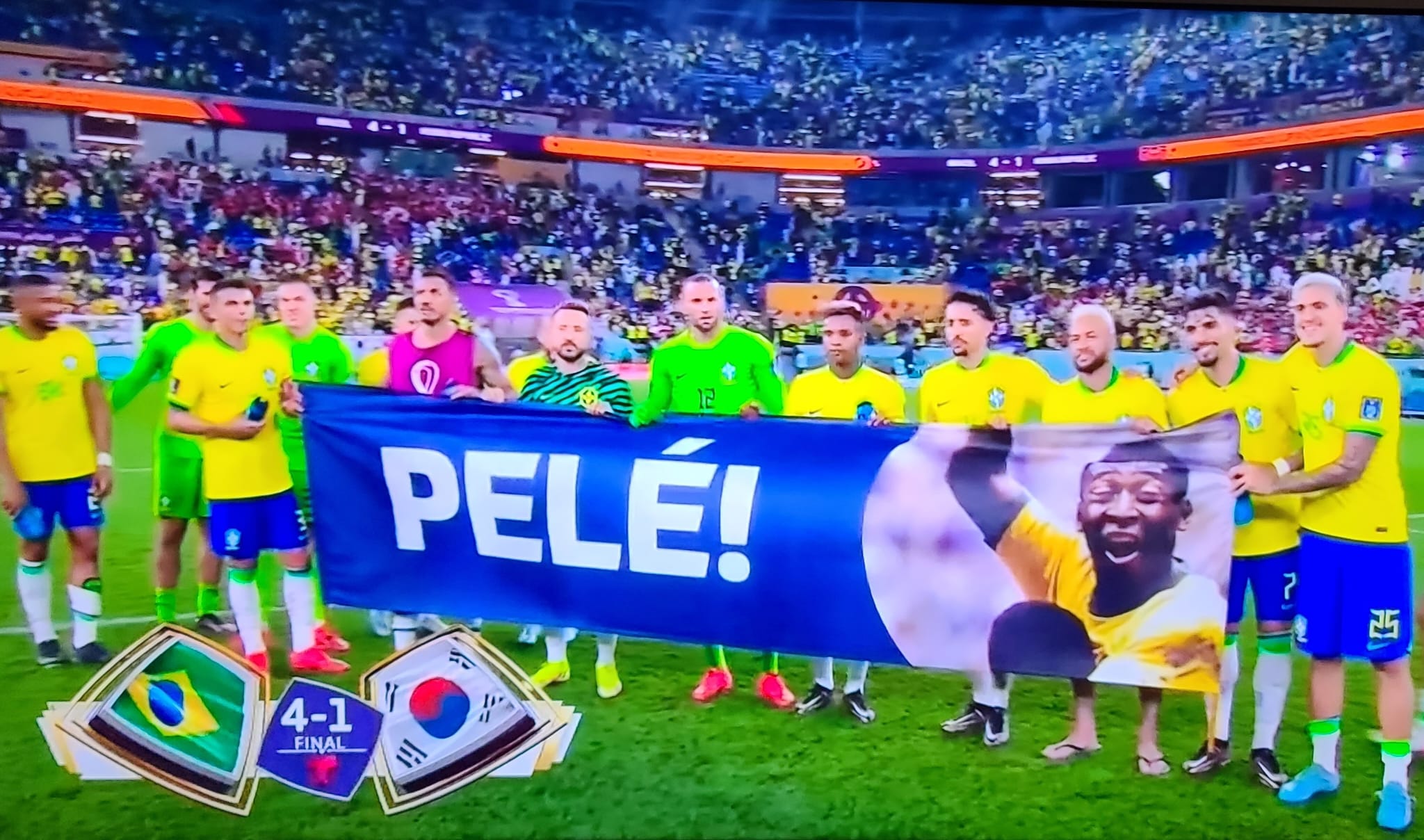 Seleção brasileira mostrou estar unida e se solidarizou com Pelé (Reprodução TV)