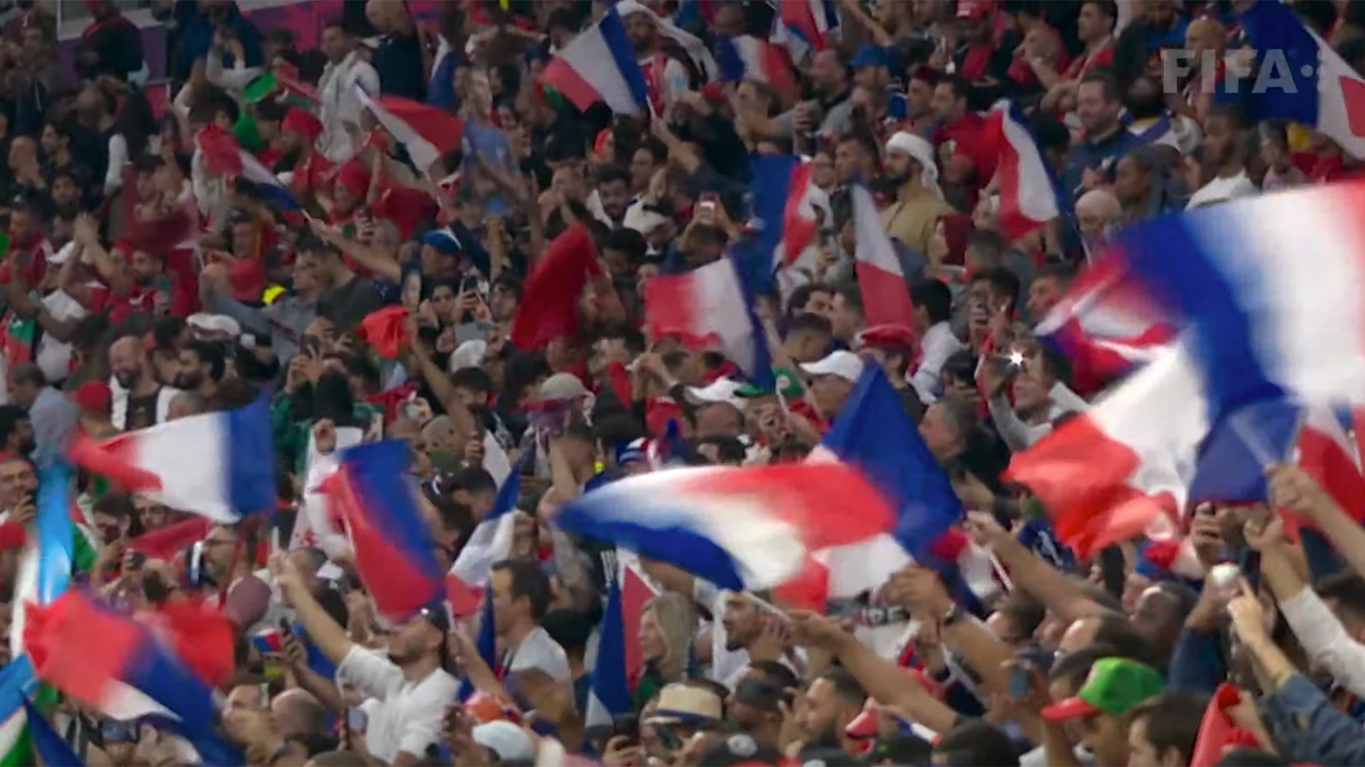 Franceses celebram a classificação para a final da Copa Catar 2022 (Foto: Reprodução TV)
