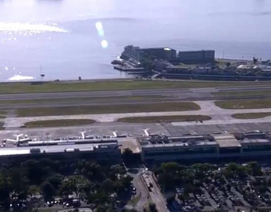 O Santos Dumont (RJ) foi apontado como o mais pontual do mundo entre os aeroportos de pequeno porte, com 95% dos voos dentro do horário previsto (Reprodução TV)