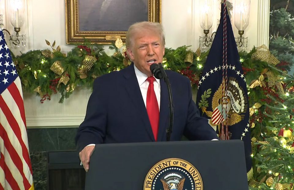 O presidente Donald Trump fez um pronunciamento à nação na quarta-feira (17) (Foto: Reprodução Youtube)