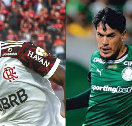 Bruno Henrique (Fla) e Gustavo Gómez (Palmeiras) são personagens do jogão deste sábado (Fotos: Wikimedia/Redes Sociais)