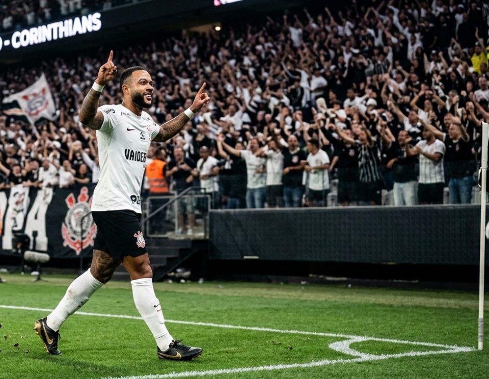 Memphis Depay conquistou três títulos pelo Corinthians (Foto: Gerada por IA)